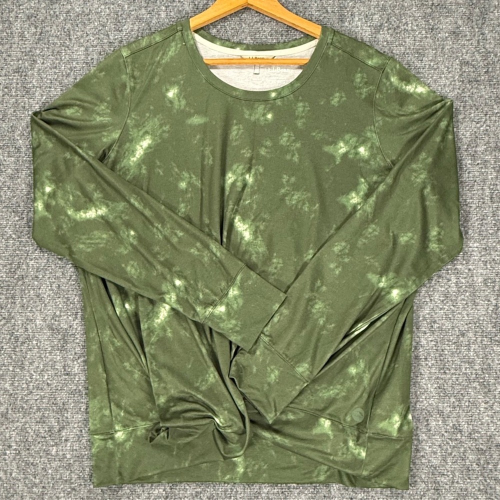 L.L.Bean VentureSoft Twist Front Top Women's XL Sea Green Camo Long Sleeve